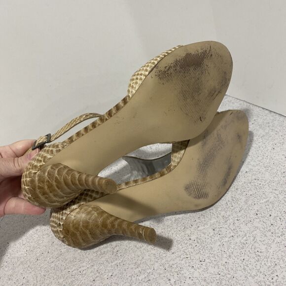 Angelica Shoo EVA Dressy Sandals US 8.5M Leather Uppers High Heels T Strap Sexy - Picture 8 of 10